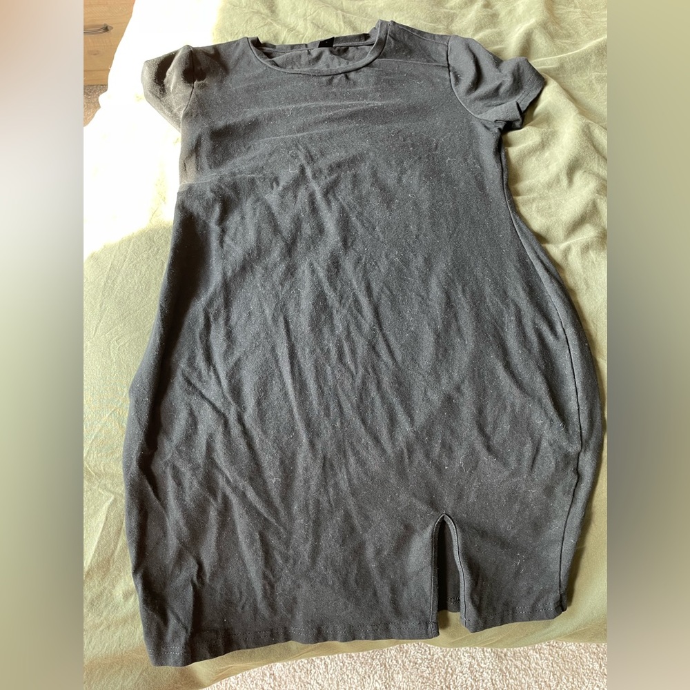 Black cotton mini dress